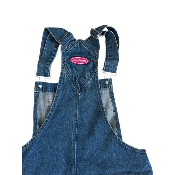 Vintage Juicy Couture Y2K Denim Overalls Pink J Logo Cargo Pockets Size S - Picture 6 of 8